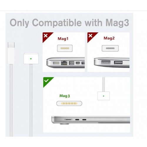 3.3FT(1M) Type-C Male to Magsafe 3 Power Connector Cable for Apple