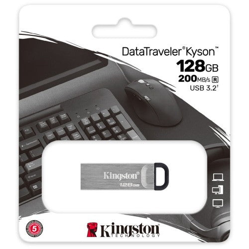 Kingston DataTraveler Kyson 128GB USB 3.2 Flash Drive DTKN/128GB, Metal Casing