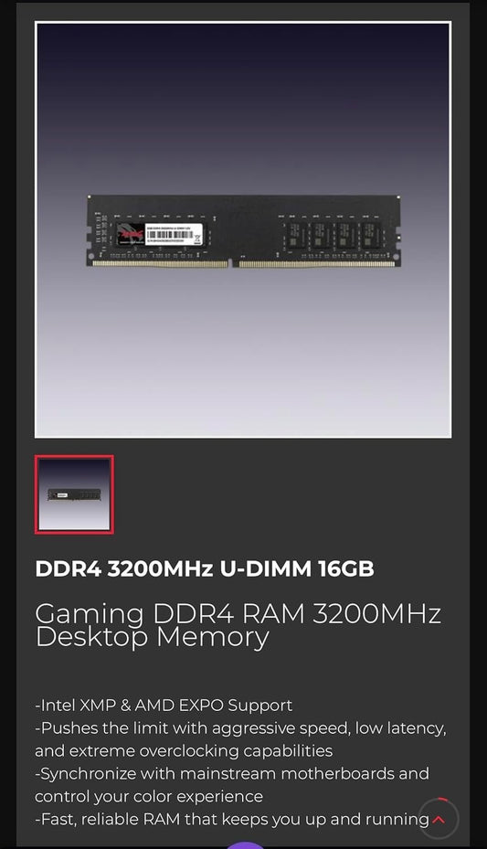GMOG  16GBx2 GOLDEN MEMORY MODULE DDR4 3200MHz 1.35V UDIMM - Retail Pack1