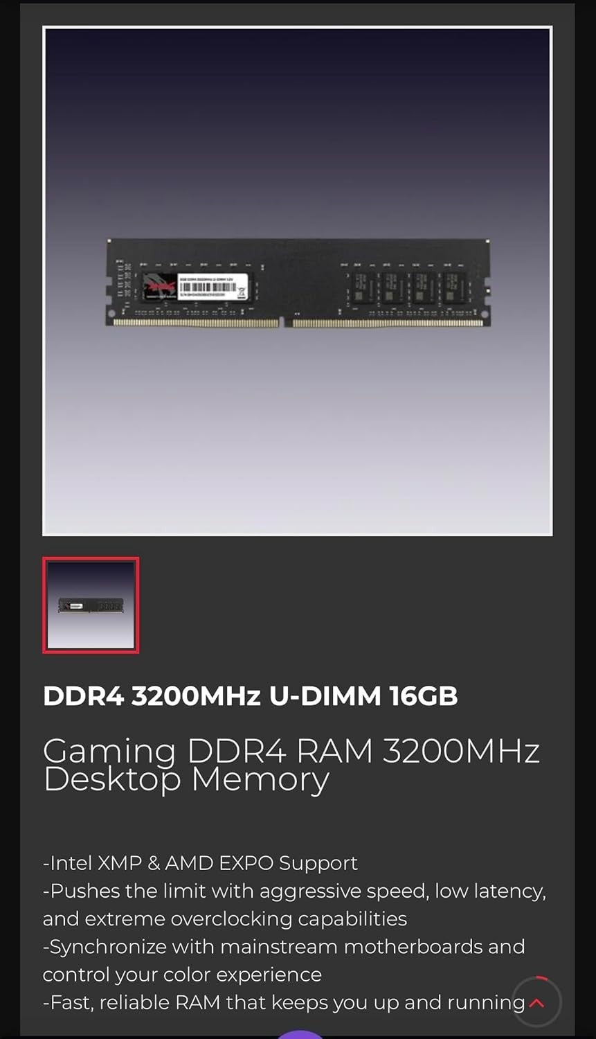 GMOG  16GBx2 GOLDEN MEMORY MODULE DDR4 3200MHz 1.35V UDIMM - Retail Pack1