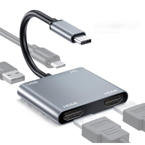 (4in1), USB-C/Type-C 4 In 1 Hub With Dual HDMI, USB and Type C Port
