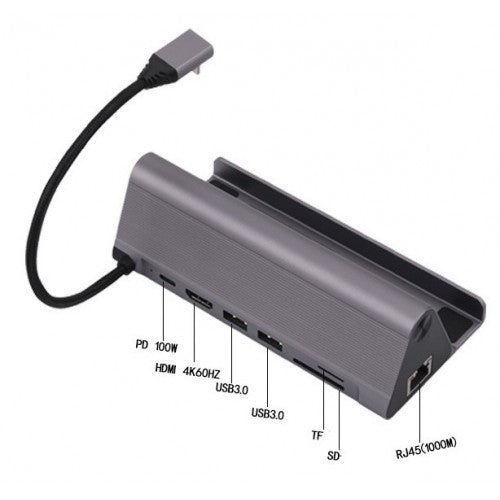 (7in1) Type C 7 In 1 Hub With Card Reader, 4K HDMI, Type C, 2*USB and Gigabit Lan