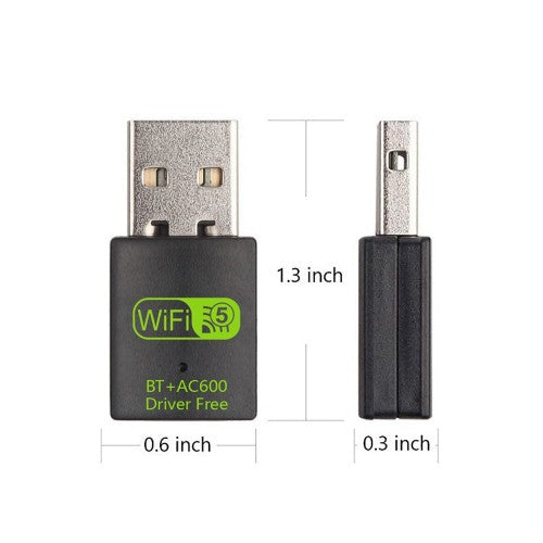 (2in1) AC600Mbps Dual Band WiFi USB + Bluetooth 4.2 Combo Mini USB Adapter
