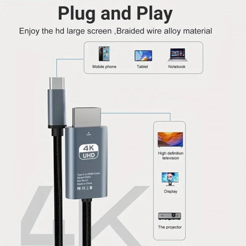 4K 60Hz USB 3.1 Type C to HDMI Cable (2M)