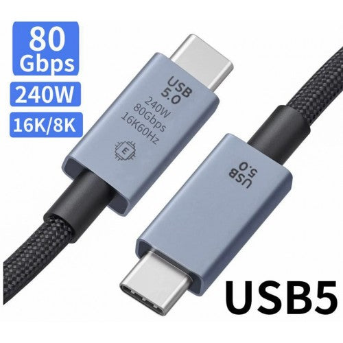240W USB5.0 80Gbps 5FT(1.5M) 8K High Quality C to C Cable, Charge & Syncnc