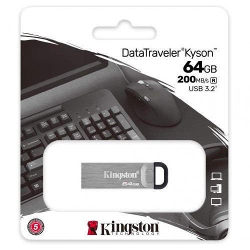 Kingston DataTraveler Kyson 64GB USB 3.2 Flash Drive DTKN/64GB, Metal Casing