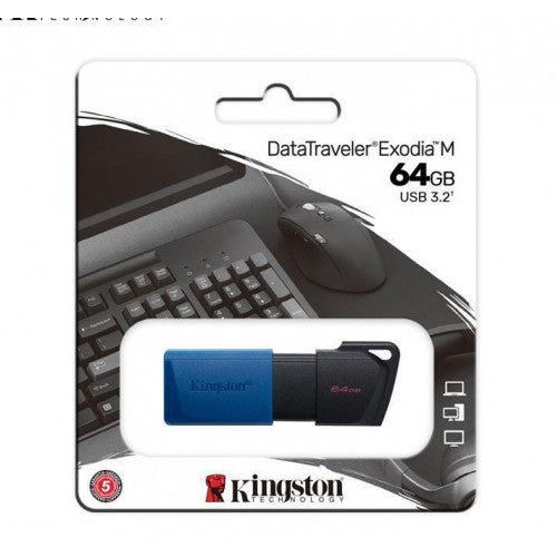 Kingston DataTraveler Exodia M 64GB USB 3.2 Flash Drive DTXM/64GB, Capless
