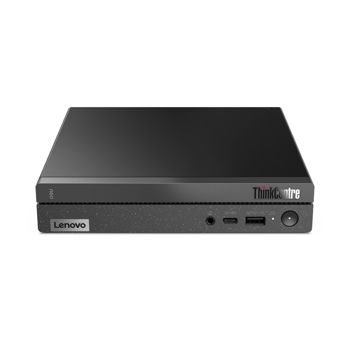 Lenovo ThinkCentre Neo 50q Tiny Gen 4, lying flat, front ports