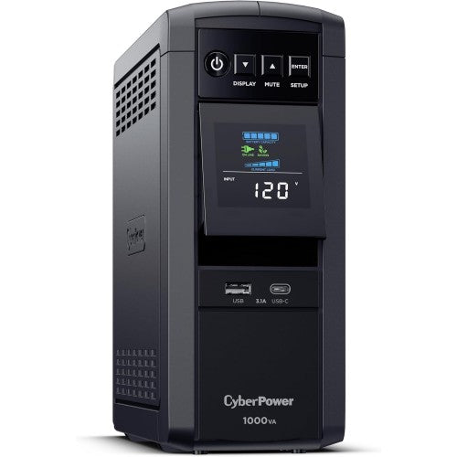 CyberPower CP1000PFCLCD 1000VA/600W Pure Sine Wave Mini-Tower UPS, 10 Outlets - New