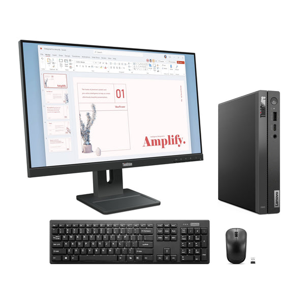 Lenovo Neo 50q Tiny, ThinkVision E24-40 monitor and wireless keyboard and mouse bundle